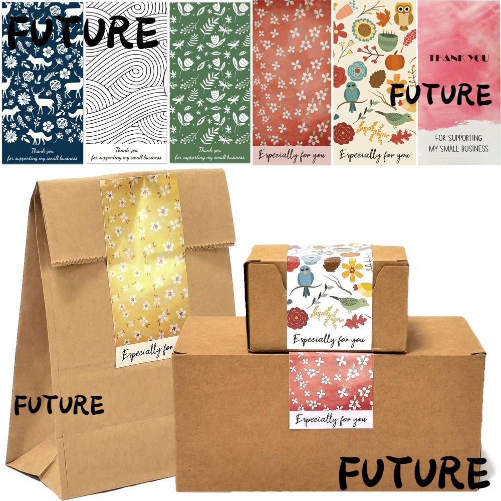 FUTURE 50PCS Gift For Supporting My Small Business Package Decoration Stationery Stickers Thank You Seal Labels Flower Printed 5*10cm Online Retails Commodity Packaging Especilly For You