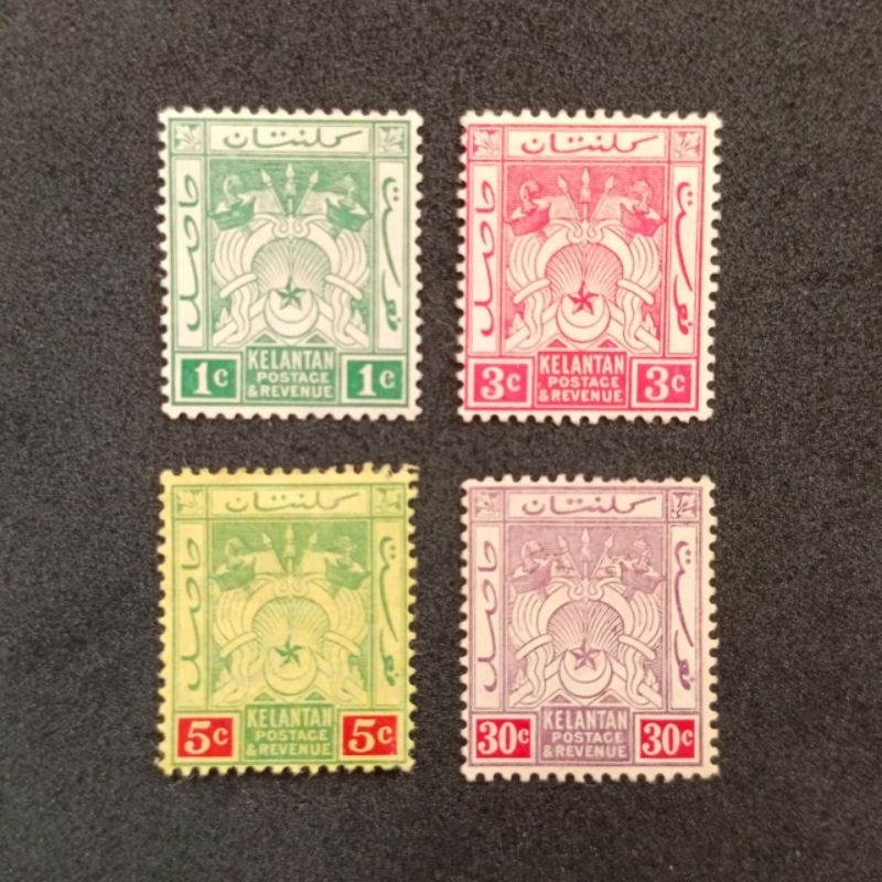 G1200 Malaya Kelantan 1911 1c 3c 5c 30c Wmk Multi Crown CA 4v Stamps MH