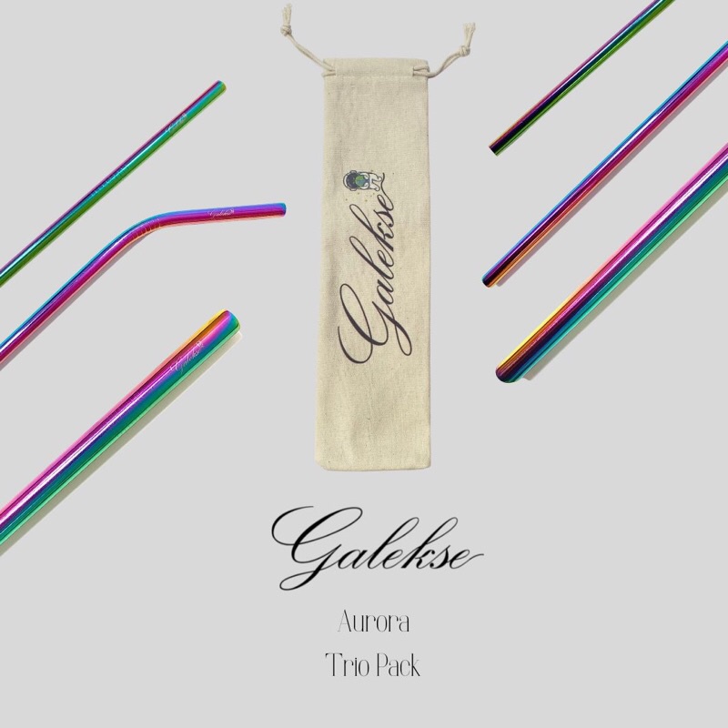 Galekse Trio Pack- High Quality, Eco-friendly, Sustainable and Reusable Stainless Steel Straw