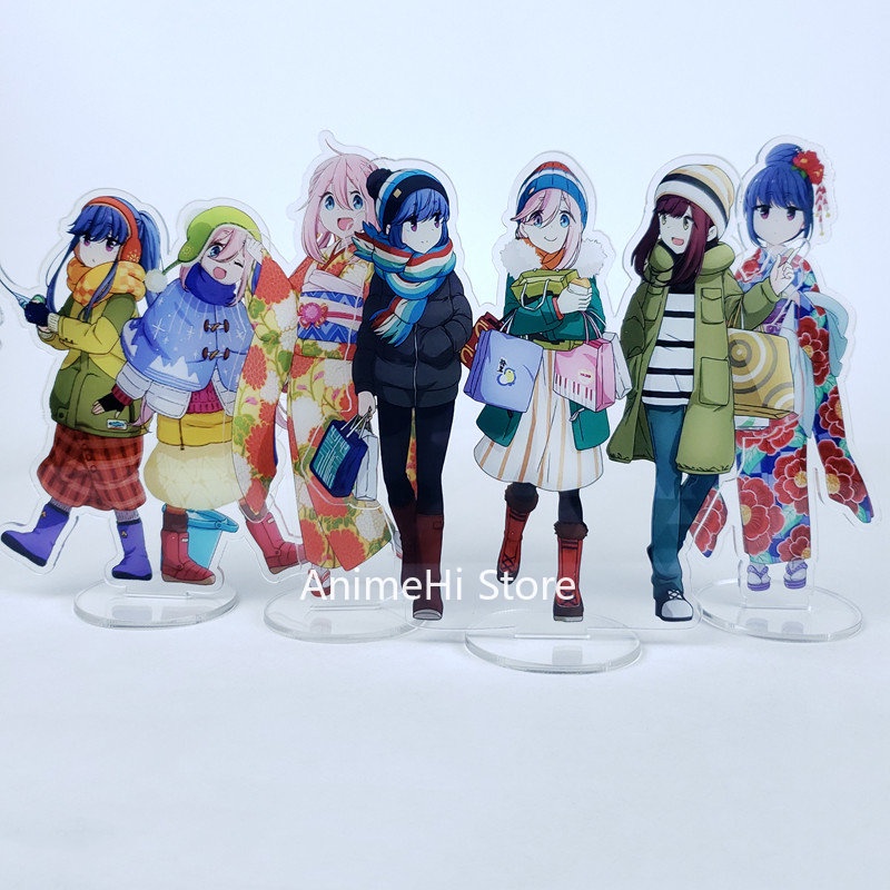 Game Laid-Back Yuru Camp Action Figure Doll Anime Ogaki Chiaki Nadeshiko Shima Rin Acrylic Stand Model Cosplay Toy for