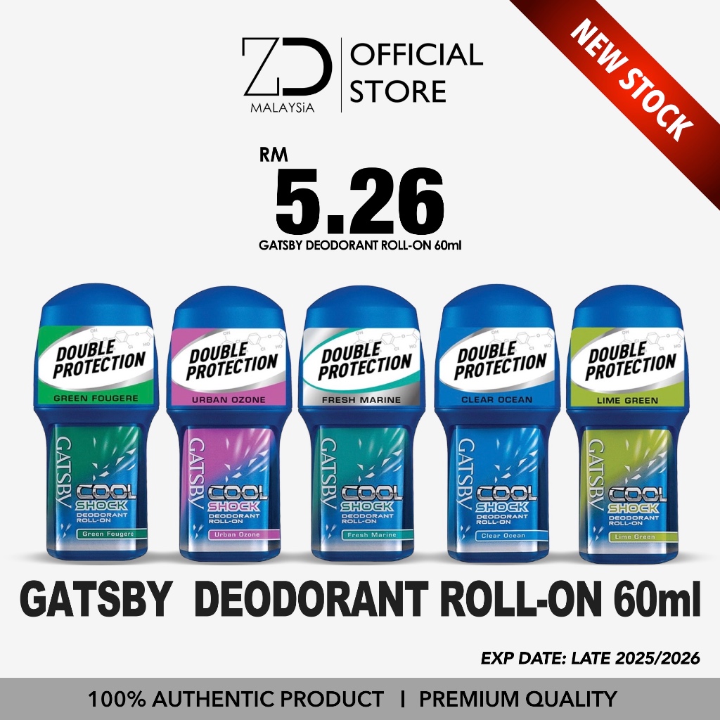 GATSBY Deodorant Roll-on 60ml (Green Fougere,Clear Ocean, Fresh Marine,Urban Ozone, Lime Green)[NEW STOCK]