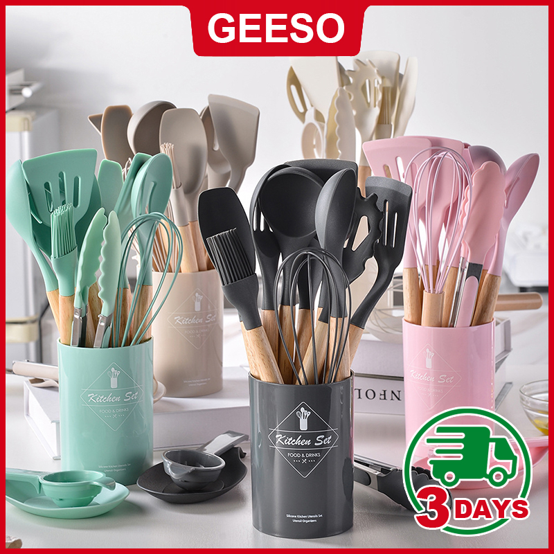 GEESO 14PCS Kitchenware Set Cooking Tools Set Cutleries Set Sudip Kitchen Cookware Set Silicone Utensils Cooking Sets 厨具14件套