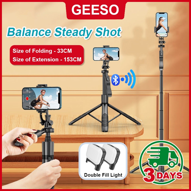 GEESO L16 1530mm Wireless Selfie Stick Tripod Stand Foldable Monopod For Gopro Action Cameras Smartphones Balance Steady Shooting Live 铝合金自拍杆 落地 三脚架