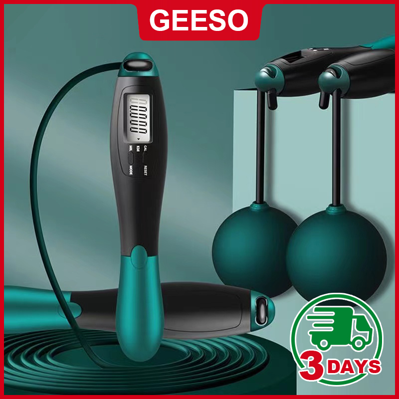 GEESO Smart Skipping Rope Cordless With Digital Counter Professional Skipping Rope Hopping Rope 2.8M Long Rope Smart Jump Ropes Adult Fitness Home Yoga Gym Indoor Outdoor 电子计数 无绳跳绳 减肥燃脂