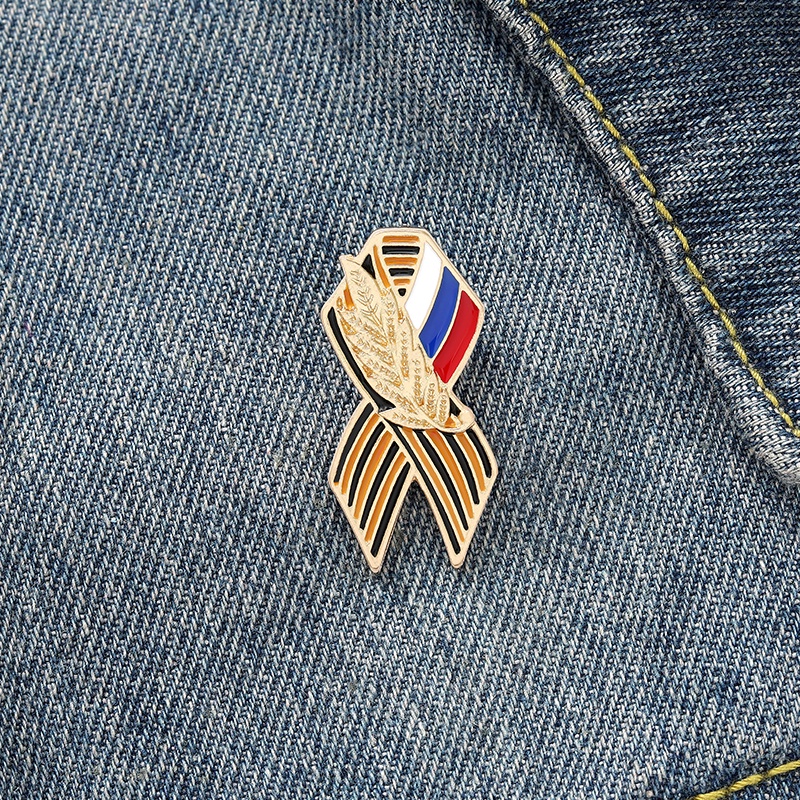 George Ribbon Sign Brooches Lapel Pin Brooches Jewelry Accessory Gift for Friends Russian Flag Brooches Lapel Pin Brooches Jewelry Accessory Gift for Friends