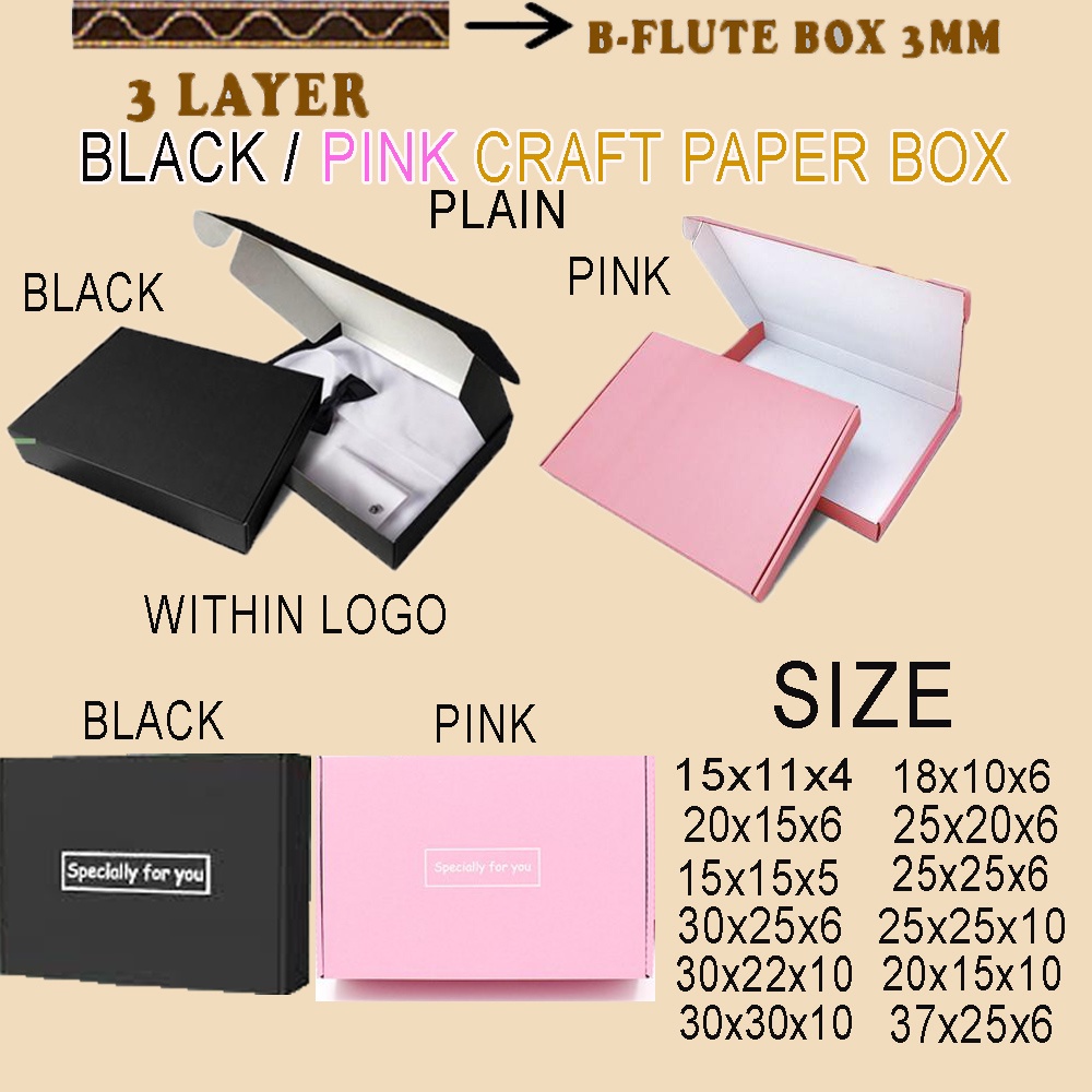 Gift Box Kotak Pizza Box Carton Box Packing Box Packaging Box Kotak Black and Pink