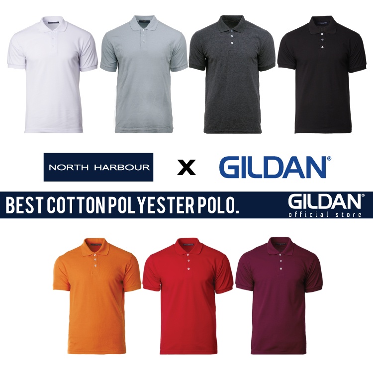 GILDAN x North Harbour Soft-Touch Polo Shirt Plain Polo Unisex Baju Polo Lelaki Tshirt Polo Tee Baju Berkolar NHB2400 TS