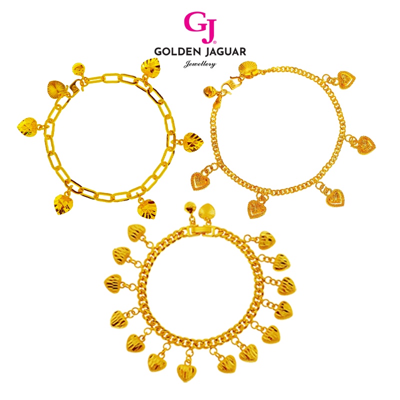 GJ Jewellery Emas Bangkok/Korea 24k Gold Plated Bracelet Gelang Tangan Papan Pasir Kikir 0.4 + Love 3D 2160402-L3D