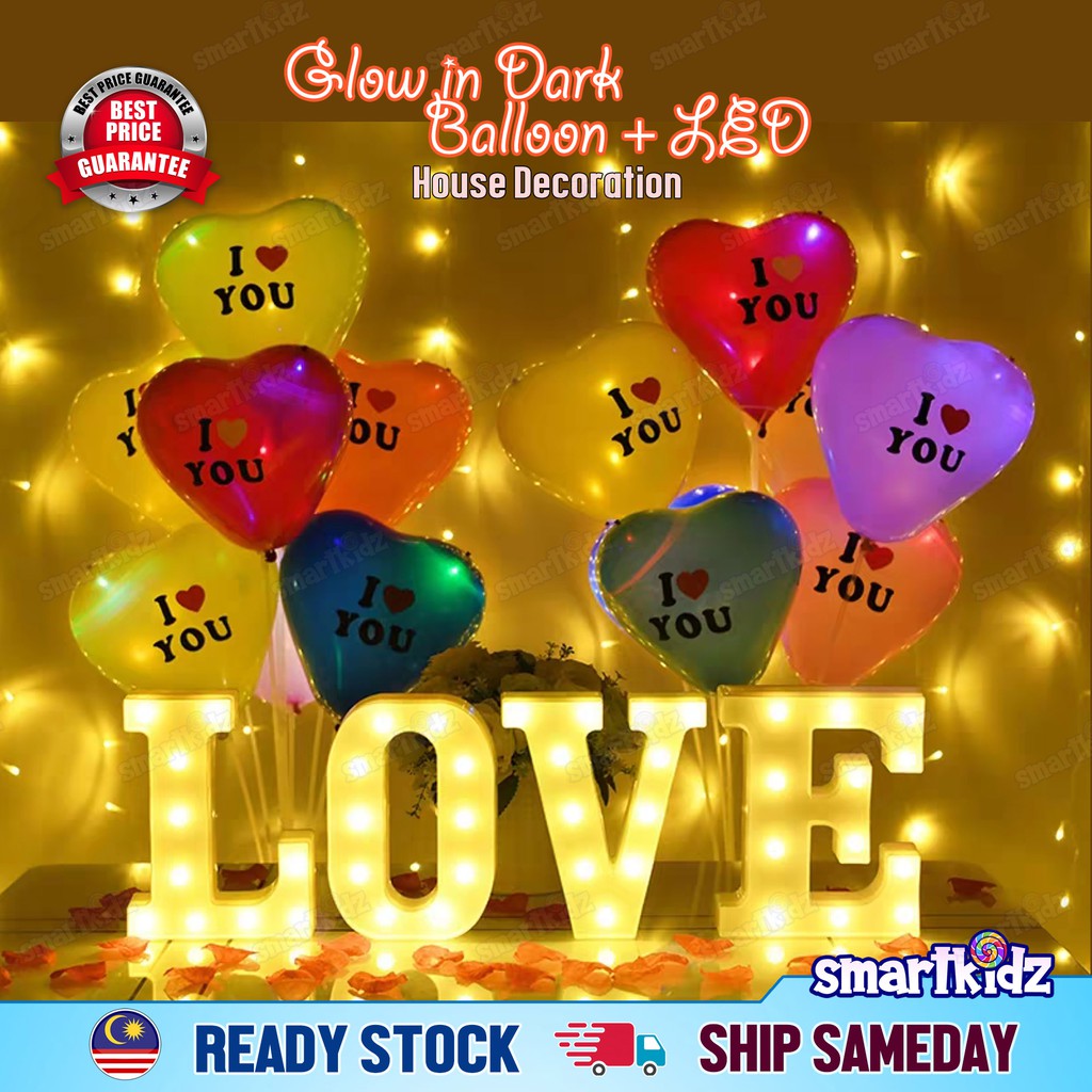 Glow in Dark I Love You Balloon set with Love Led to impress your partner (Wholesale Price)