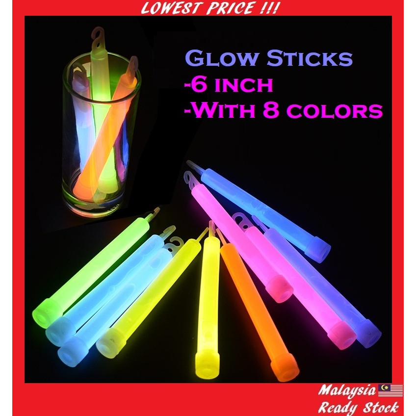 Glow Stick 6 inch Party Concert Emergency Light Outdoor Hiking Camping Lightning Neon Sticks with Hook