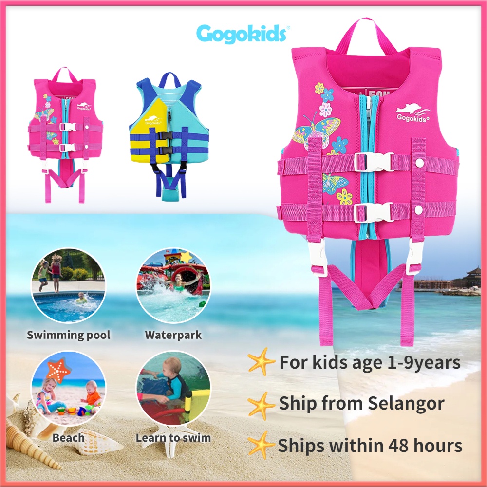 Gogokids Pink Life Jacket Kids Swim Vest Pool Float with Adjustable Safety Strap Swimming Safety Vest Construction