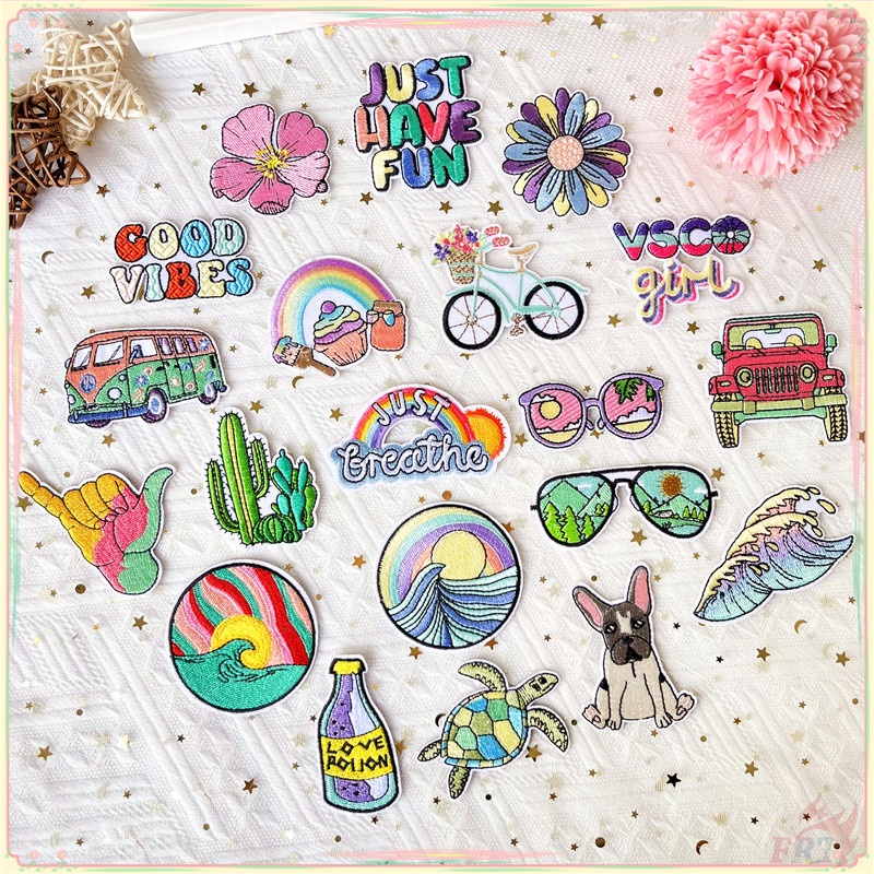 ♚ Good Vibes - Just Creative Iron-On Patch ♚ 1Pc Outdoor DIY Sew on Iron on Badges Patches（20 Styles）