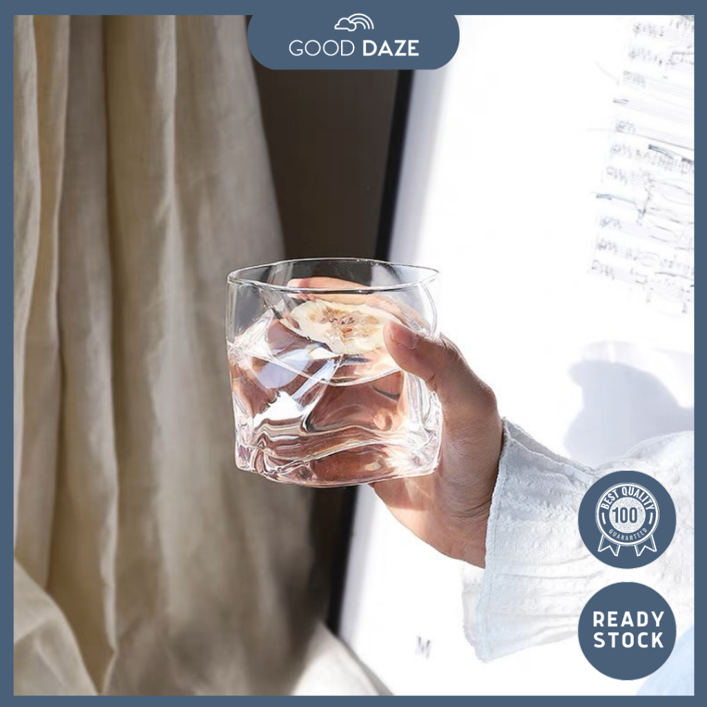 【GOOD DAZE】Twisted Whiskey Drink Glasses Trendy Unique Glass Whisky日式扭纹威士忌酒杯 创意异形玻璃杯子 Gelas Minum Wiski Twisted Bergaya