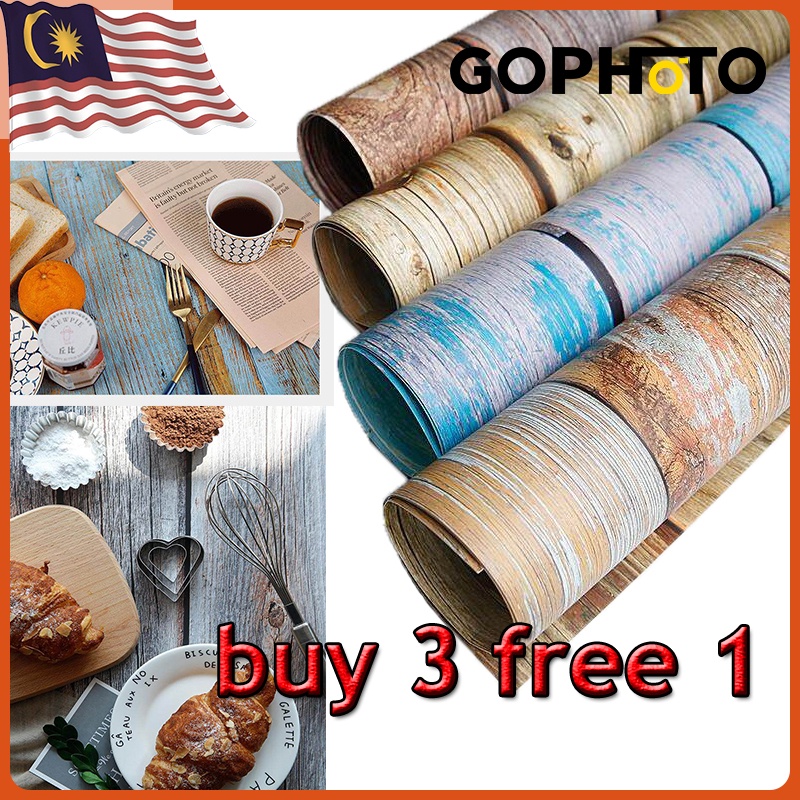 GOPHOTO Two-Sided 54*82cm Background paper shooting background Photo Shoot Props Wood grain waterproof durable photo