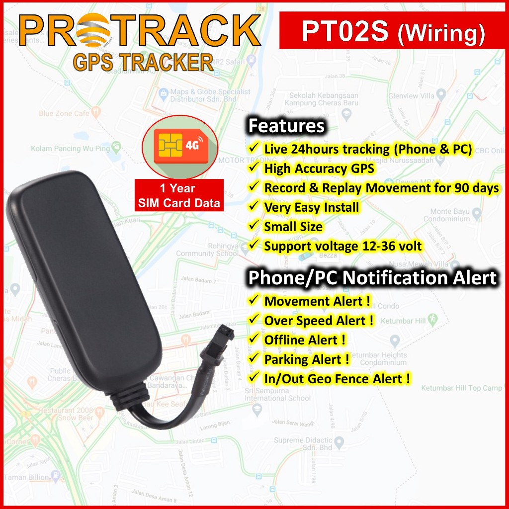 GPS Tracker PT02S Easy Install [12 Months GPS Data Included] for Car, Lorry and Bike