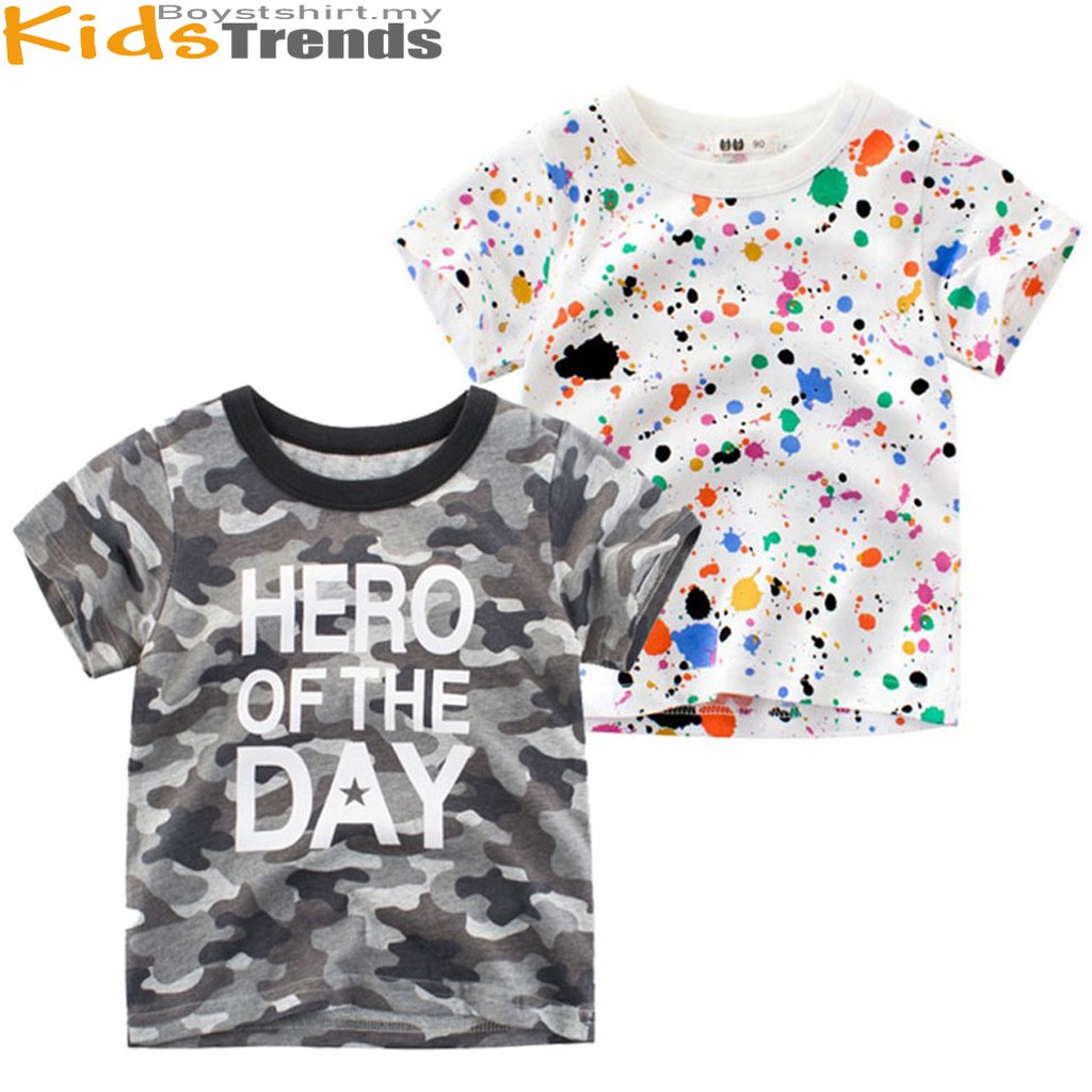 Graffiti Boy T-Shirt Kids Short Sleeve Top Baby Tee Girls Fashion Boy Clothing Girl Camouflage Tshirt Birthday Gift