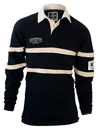 Guinness Traditional Black and Cream Rugby Jersey Large