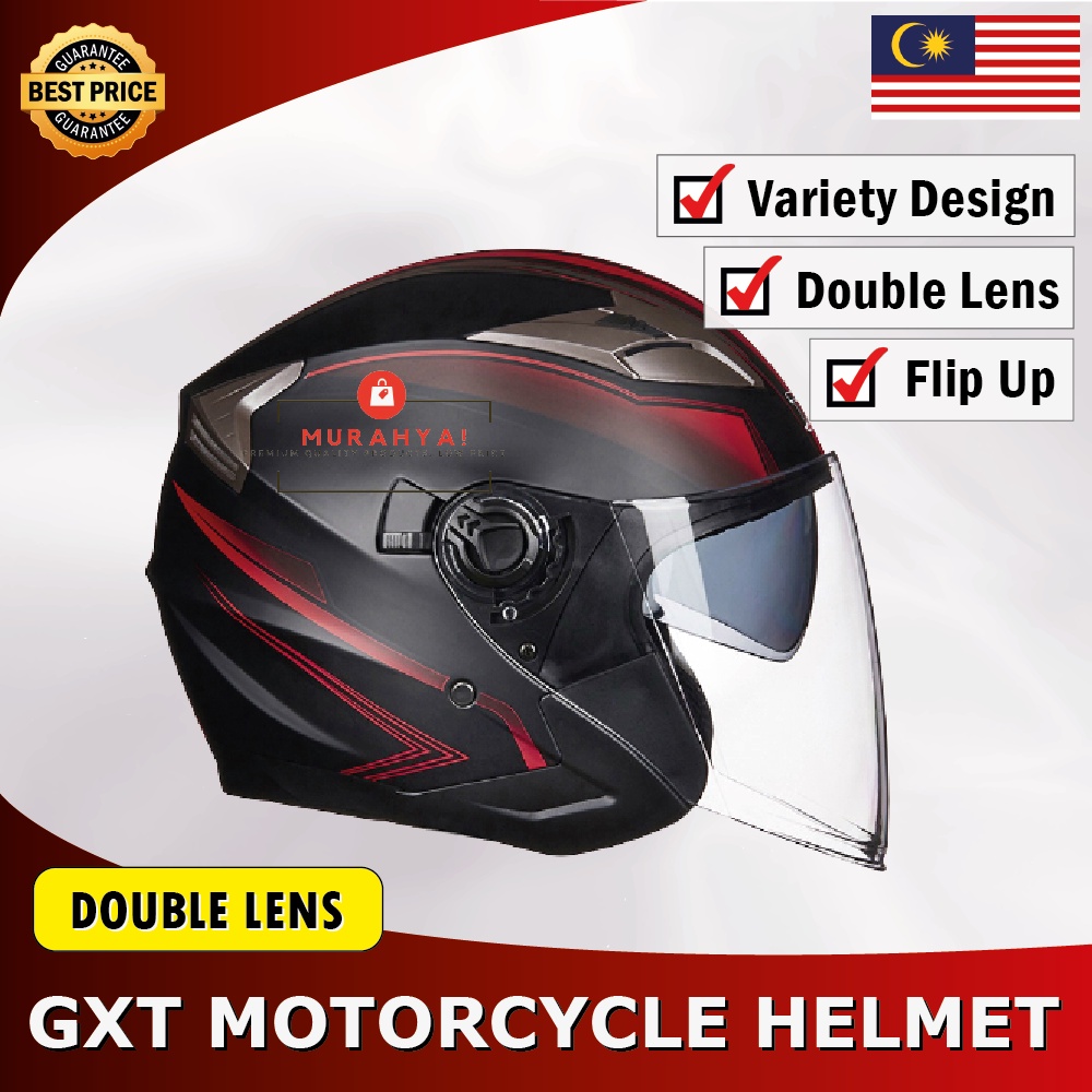 GXT™ Helmet motor Topi keledar motorcycle GXT helmet double visor open face motosikal bike helmet moto Stylish dual lens