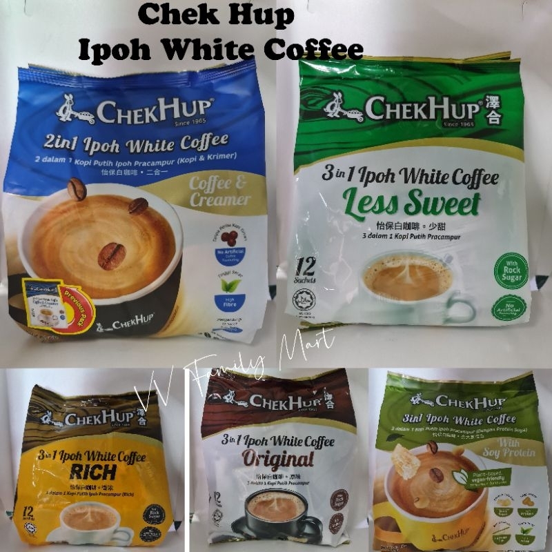 Halal*(Old/New Pack)Chek Hup 3 in 1 Ipoh White Coffee Original/Less Sugar/Rice/Coffee Cream/White Soy Protein/Peppermint