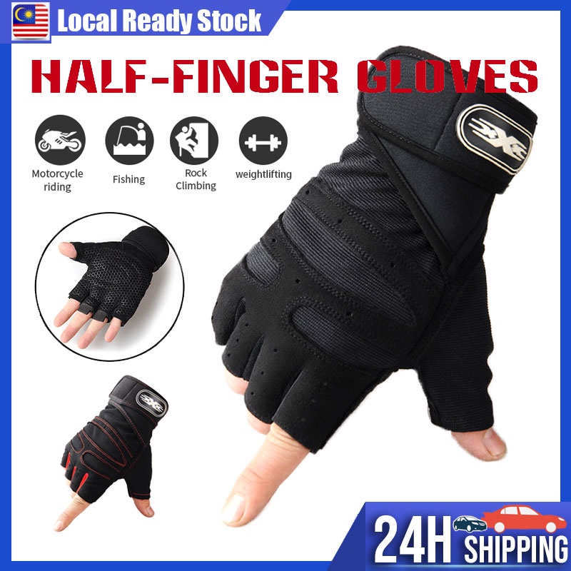 Half Finger Motorcycle Gloves Motor Non-Slip Riding Glove Breathable Sarung Tangan Motor Sun Protection Cycling Glove