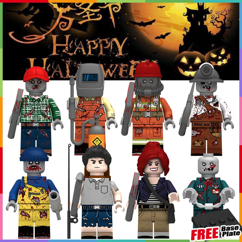 Halloween Minifigures Lumberjack Zombie Firefighter Zombie Miner Zombie Prisoner Zombie Toys Gifts Mini Figures