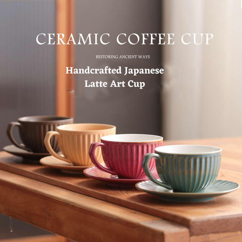 Handcrafted Japanese Latte Art Cup ceramic Latte Cup set Cappuccino Coffee Cup and Saucer -1 set