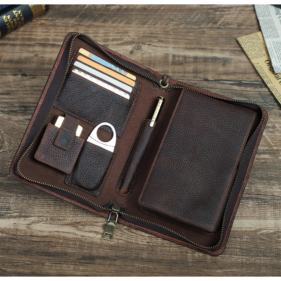 Handmade Genuine Leather Cigar Case With Lighter Cutter Pocket Travel Portable Humidor Box Cigars Accessories Handbag Men Gift