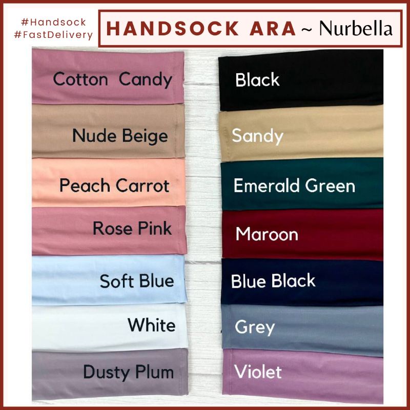 Handsock ARA Nurbella. Handsock sejuk pendek sampai siku dan sejuk tak gatal. Ready Stock