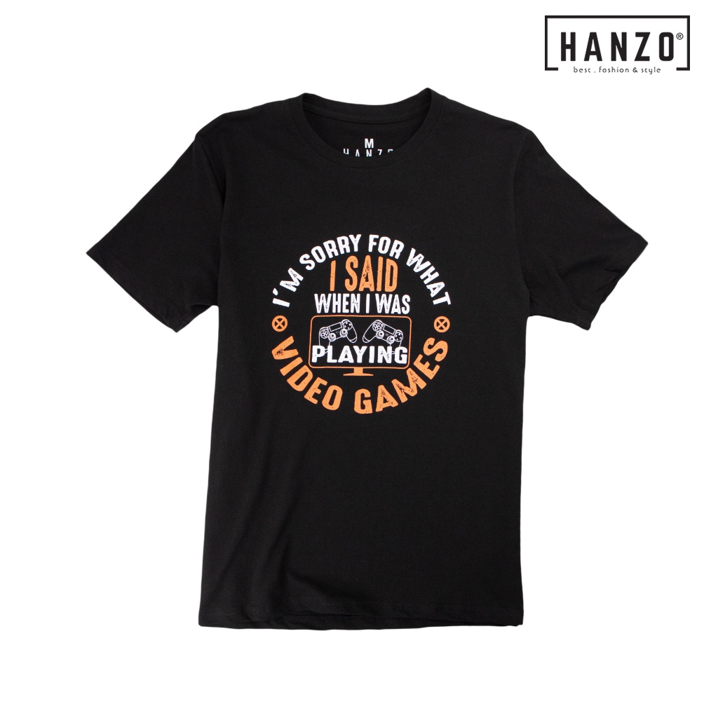 HANZO Men T-shirt Short Sleeve Graphic Tee Baju T-shirt Lelaki-IM SORRY-Black/Blue/Grey/Pink/Turqoise-92232#18