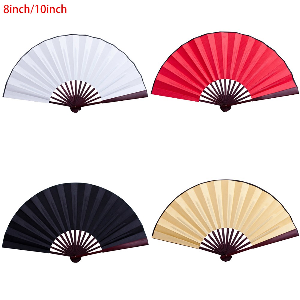 ✯haoyivivi✯ 10.6 inch/13 inch Silk Cloth Blank Chinese Folding Fan Wooden Bamboo