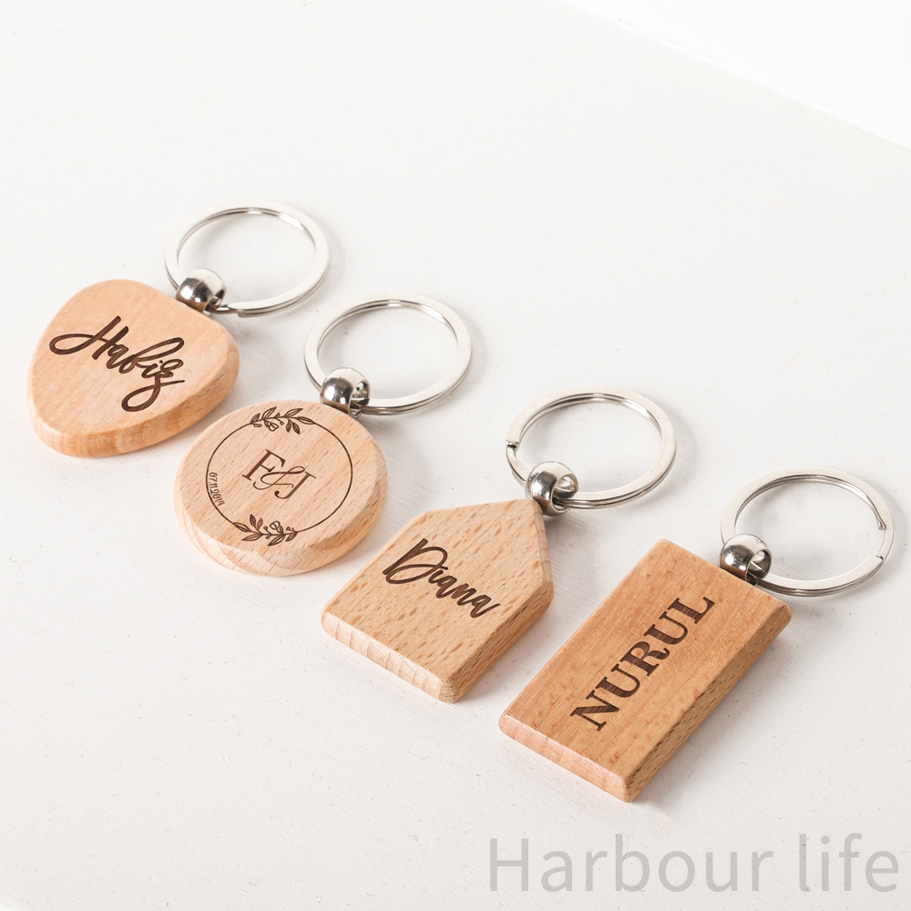 Harbour life Custom Engraved wedding names Ramadan Mubarak Teacher's Day Gift Wood Key Chain - Personalized Wood Heart Key Chain - Custom Gifts for Merry Christmas Ramadan Kareem gift