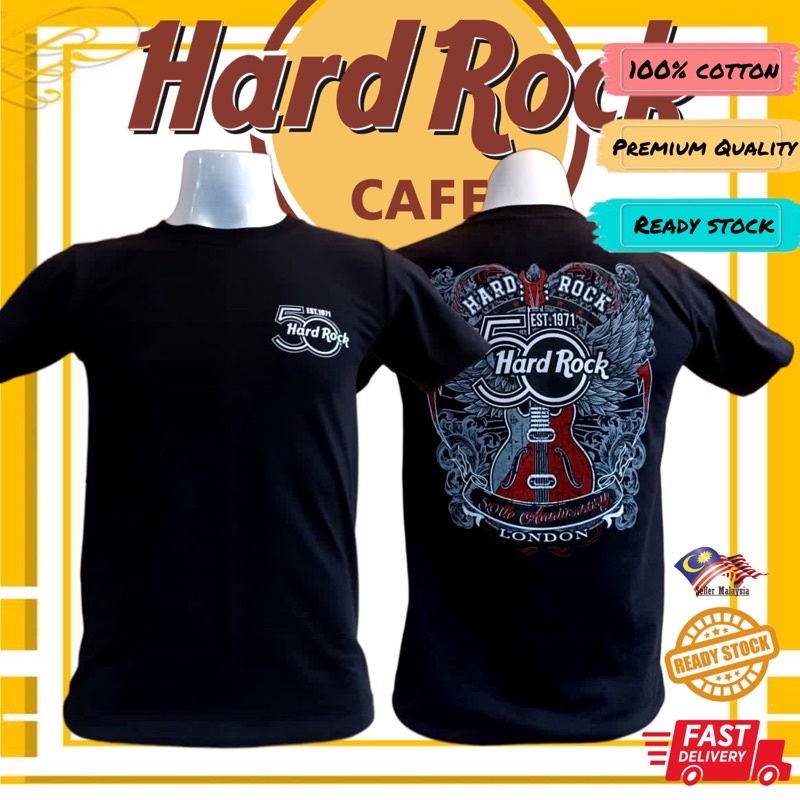 Hard Rock T Shirt 100% Cotton Kain Sejuk Streetwear Printed Baju Lelaki Baju Perempuan Unisex Design Graphic Tee