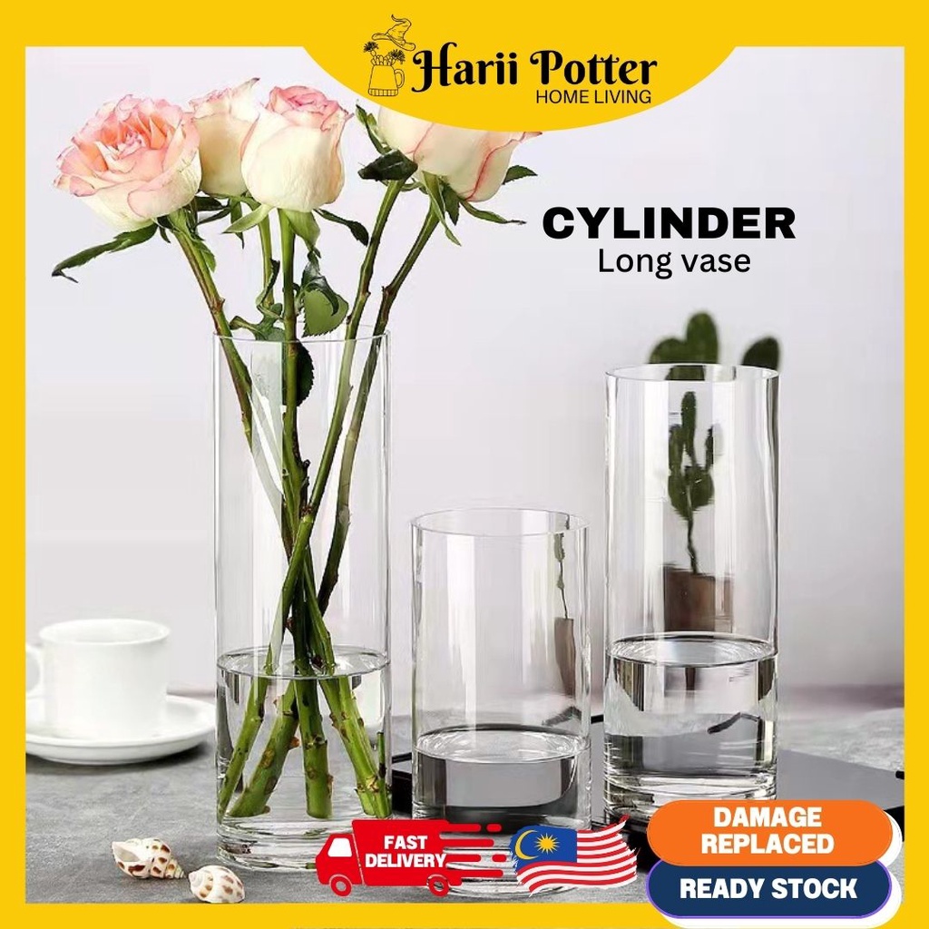 HARII POTTER Ceramic Vase CYLINDER Long Vase Glass Vase Collection Homedecor Premium Quality Pasu Kaca Kualiti Tinggi