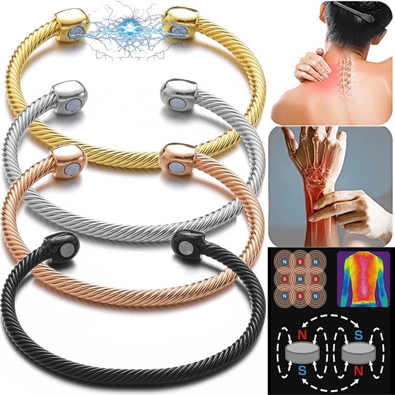 Healing Healthy Energy Power Open Bracelets Arthritis Pain Relief Twisted Vintage Therapeutic Magnetic Bangle Bracelet for Women