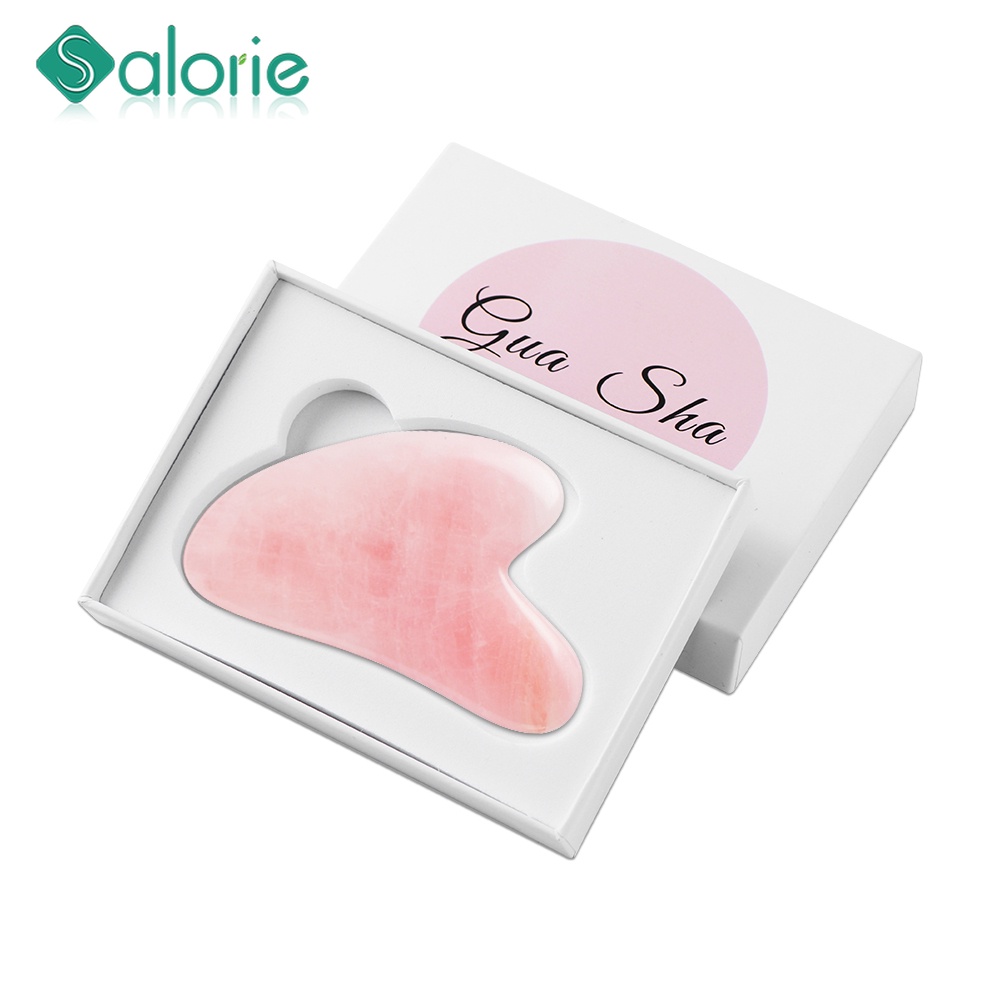 Heart Shape Massage Scraper Natural Rose Quartz Stone Face Neck Body Massager Tool