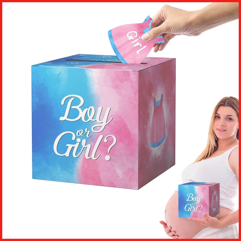 He Or She Gender Reveal Box Voting Reveal Box for Boy Or Girl Gender Ballot With 40 Cards Home Party Supplies for iadmy