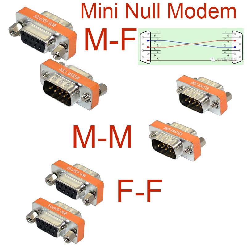 High Quality Mini Null Modem DB9 Female Male Plug Adapter Gender Changer Cross