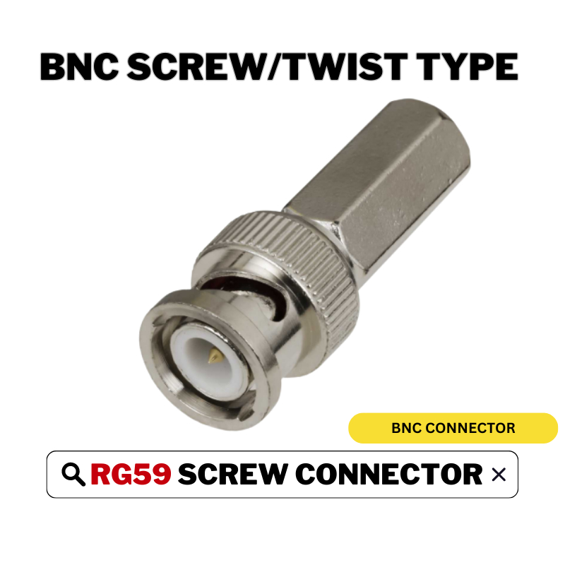 HIKVISION CCTV BNC RG59 Screw/Twist Type CCTV Connector For Coaxial Cable (1 Pcs)