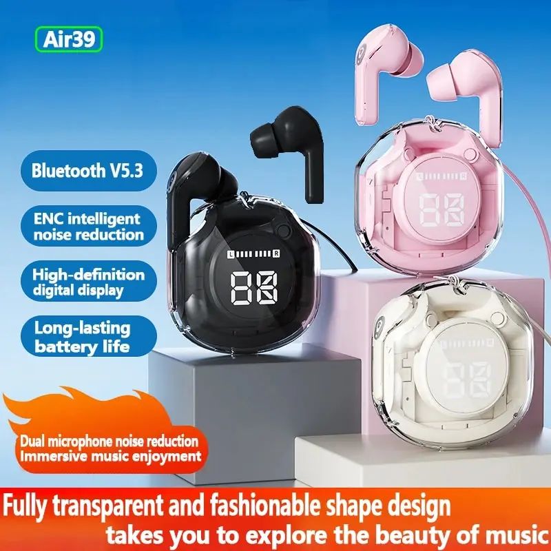 Hk6 Fashion Enc Noise Canceling Bluetooth 5.3 Earbuds Wireless Bluetooth Headset Works With All Mobile Phones