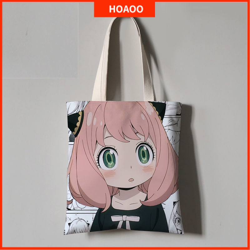 【 HOAOO 】 SPY & FAMILY Play House Anime Merchandise Canvas Bag Ania Fujie Female Student School Eco-Friendly Handbag Zipper