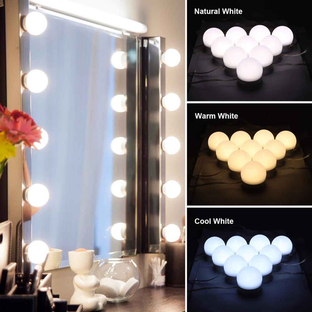 Hollywood Makeup Mirror Light Bulbs 10 LED Bulb Dimmable 3 Mode USB Plug LED Vanity Mirror Lamp Kit String 化妆灯泡 镜前灯