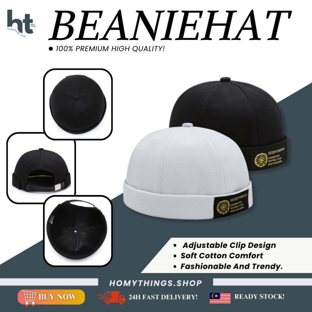 【HOMYT.SHOP】Beaniehat Trend Kopiah Putih/Kopiah Hitam Unisex Knitted Beanie Hat Hip Hop Hat Ready Stock ES6017