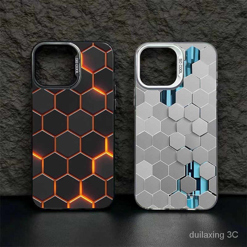 Honeycomb Square Technology Sense Compatible with iPhone15/14/13 Phone Case 12/11Promax New Style xr All-Inclusive xs Shock-resistant x