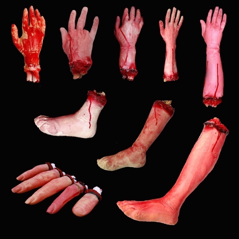 Horror Props Bloody Broken Hand Leg Haunted House Party Scary Hand Broken Finger Foot Halloween Decoration