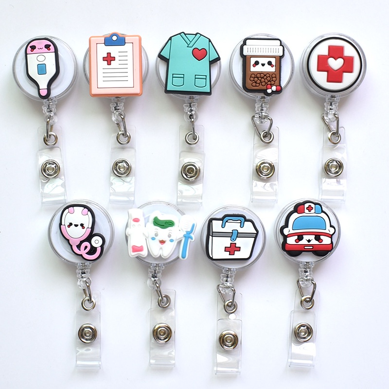 Hospital Medical Workers Staff Work Card Pocket Clip ID Name Badge Holder Reel Retractable Plastic Doctors Nurses Pass Card Clip