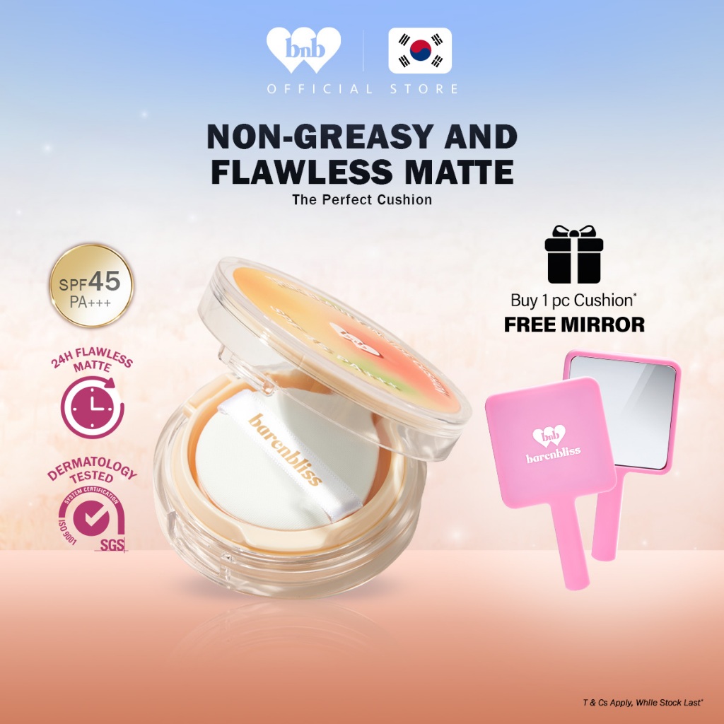 [HOT] BNB barenbliss True Beauty Inside Cushion Foundation Korean Bloomatte [24H Flawless Matte, Waterproof] (12g)