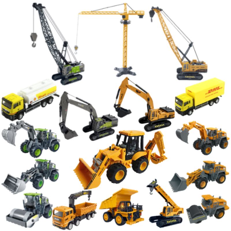 HOT Construction Toy Vehicle Excavator Toys Crane Bulldozer Bajak Truck JCB Backhoe Vehicle Toy Tractor Mainan