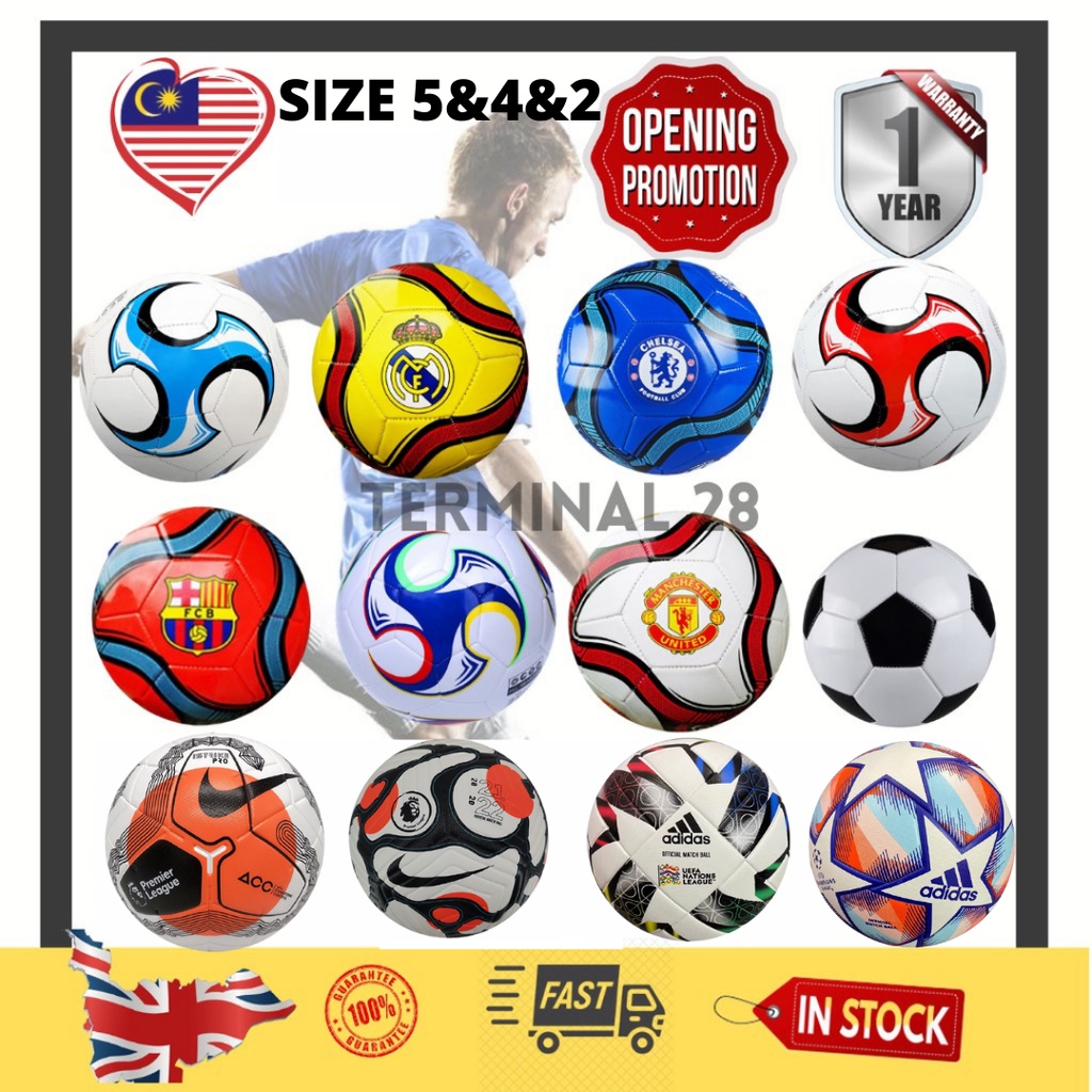 HOT DEALS EX-STOCK NIKE ADIDAS Bola sepak Football Futsal Soccer Size 5&4&2 Manchester United, Chelsea, Barcelona