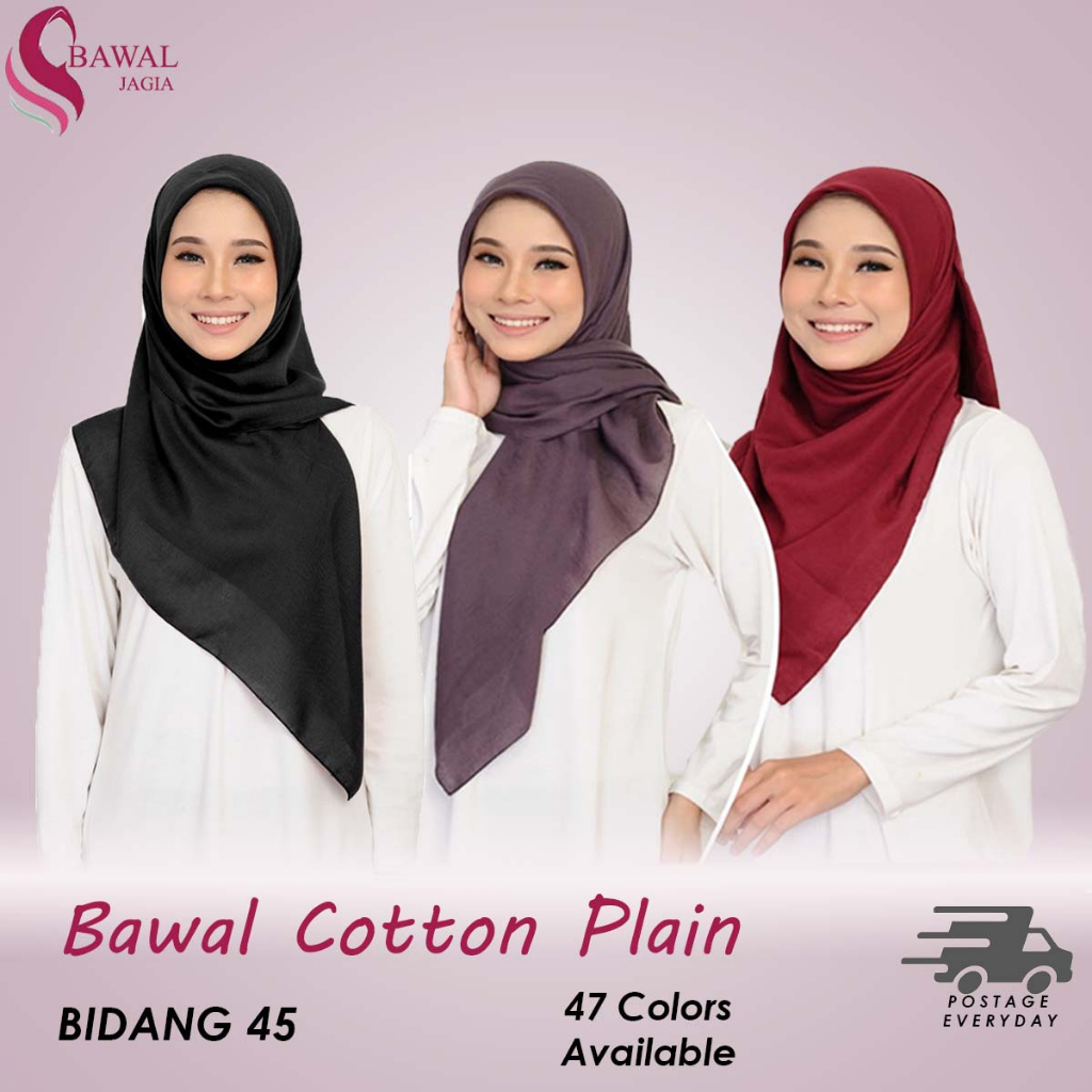 HOT SALE Bawal coton plain premium Tudung 2024 high QUALITY Bawal cotton Voile Bawal ALA2 Cotton Kangarro bawal every