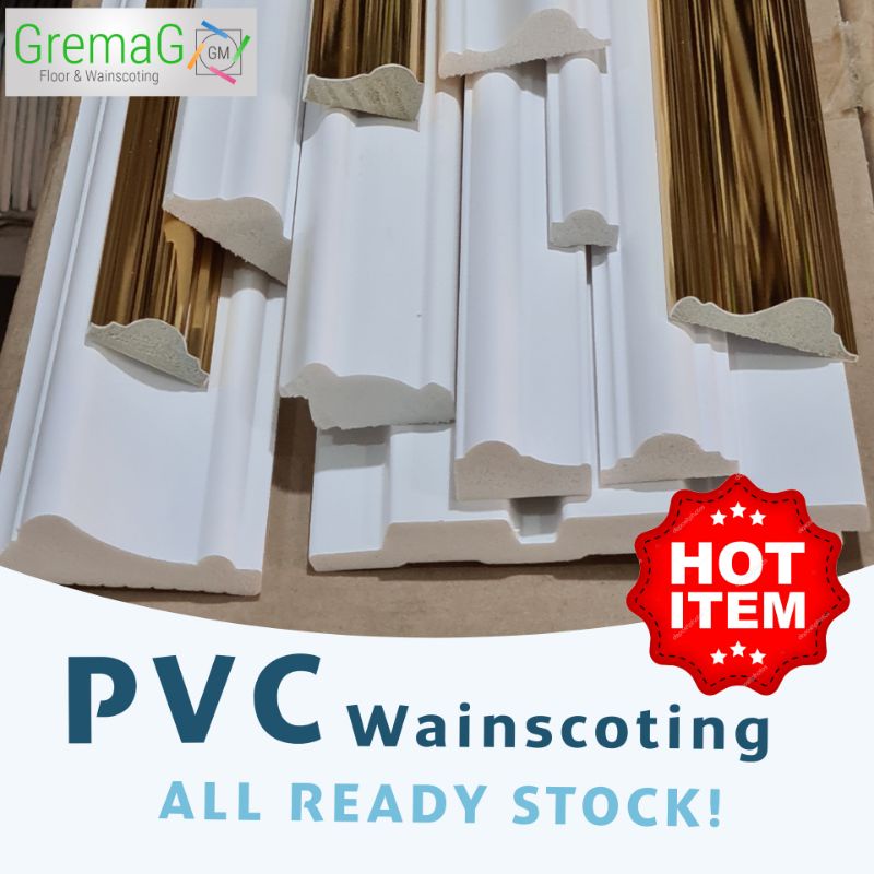 HOT SALE/DIY PVC Wainscoting/8FT Wainscoting/ GOLD Wainscoting / chairrail/Deco Rumah/Keras/Ready stock